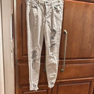 American Eagle Outfitters Gray Skinny Distressed Jeans